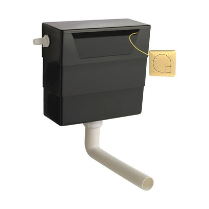 Nuie Concealed Cisterns And Frames Universal Access Cistern & Brushed Brass Square Flush Plate Contemporary Polyethylene 334x303x136mm - JJ Building Materials
