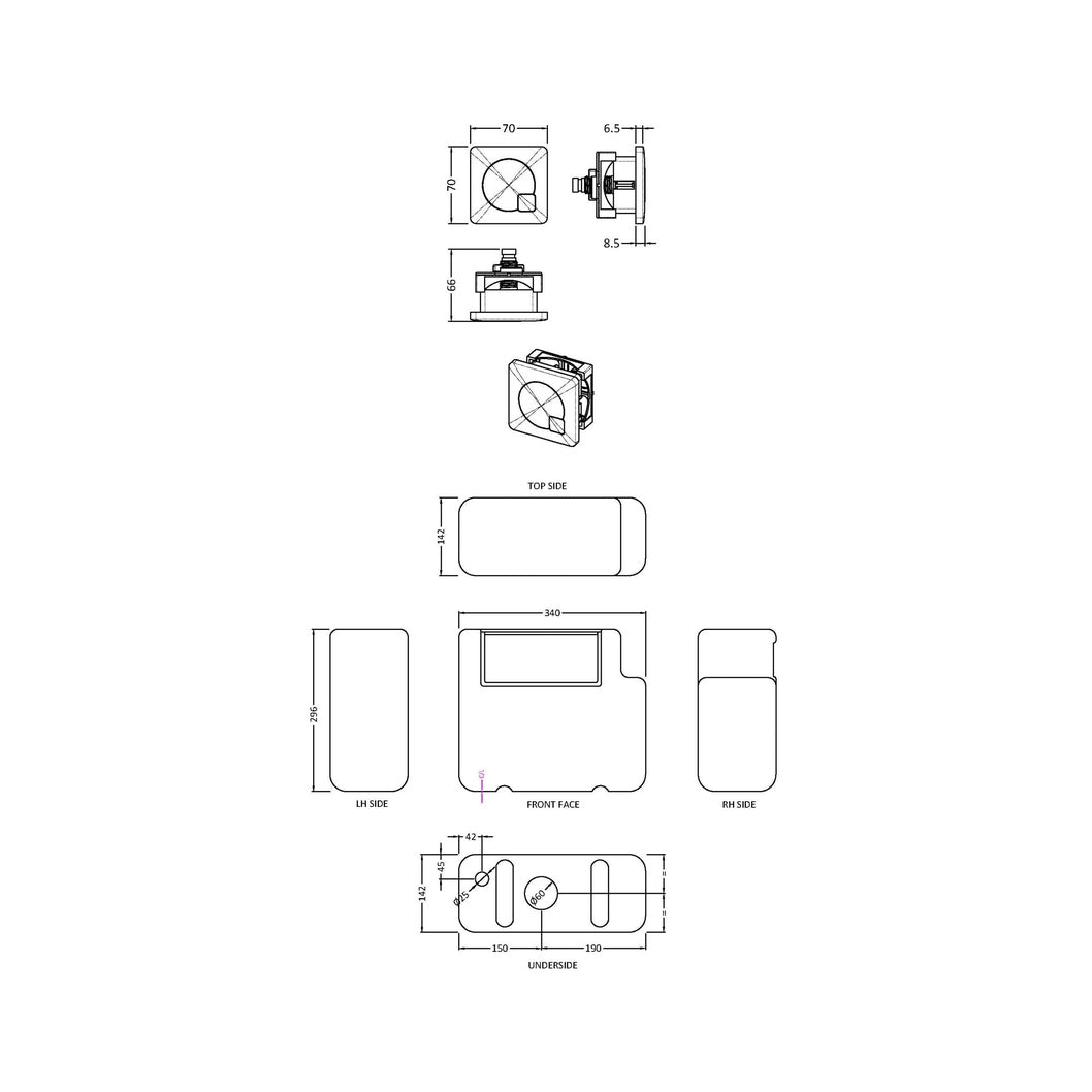 Nuie Concealed Cisterns And Frames Universal Access Cistern & Chrome Square Flush Plate Contemporary Polyethylene 296x340x142mm - XTY8M01B - JJ Building Materials