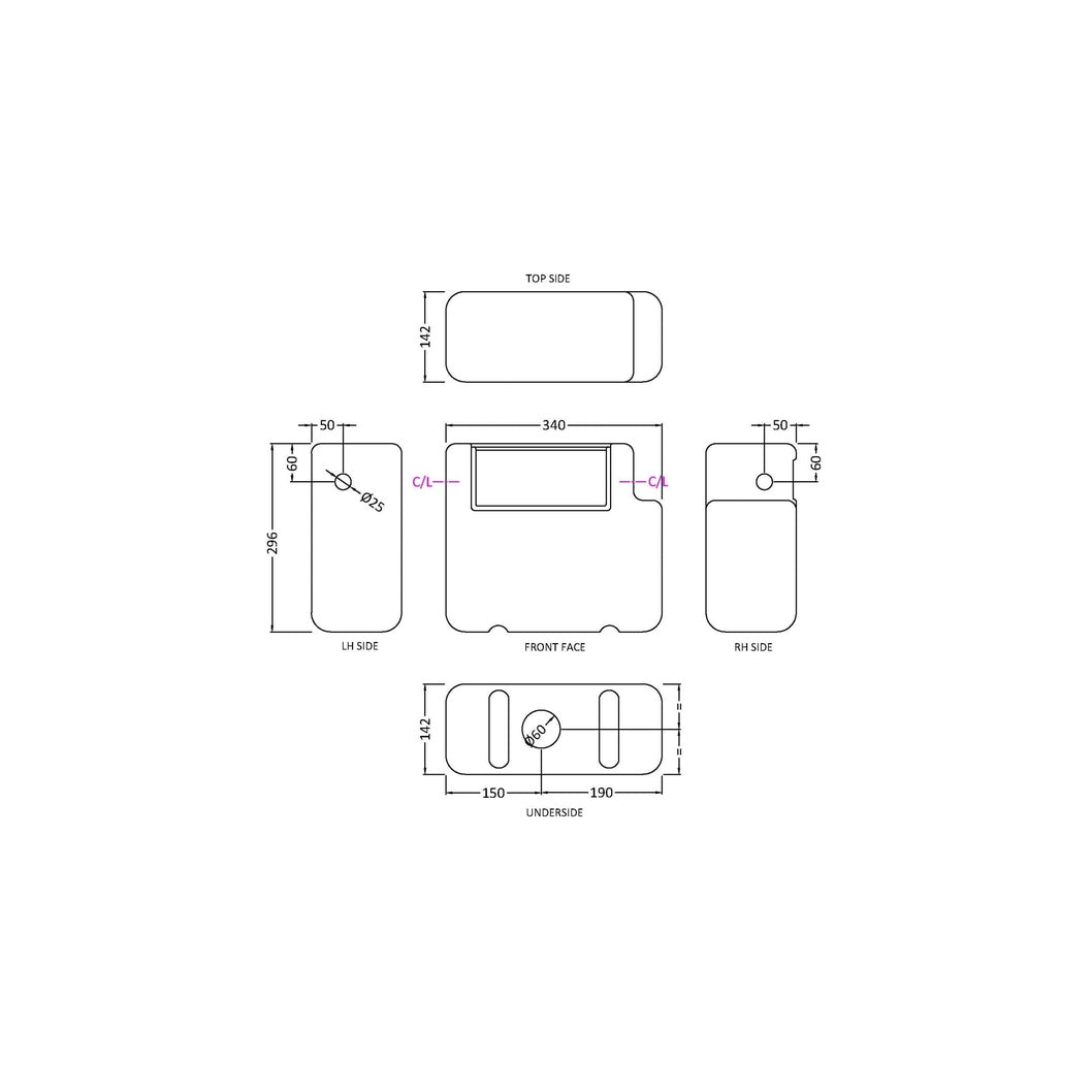 Nuie Concealed Cisterns And Frames Universal Access Dual Flush Concealed Cistern Contemporary White Polyethylene 296x340x142mm - JJ Building Materials