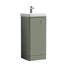 Nuie Core 400mm Floor Standing 1 Door Unit & Basin Contemporary Satin Green MFC Painted Matt 864x405x355mm - JJ Building Materials