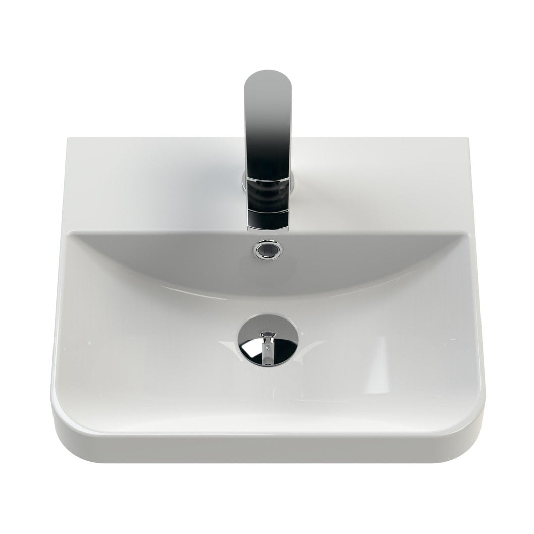 Nuie Core 400mm Floor Standing 1 Door Unit & Basin Contemporary Soft Black MFC Painted Matt 864x405x355mm - JJ Building Materials