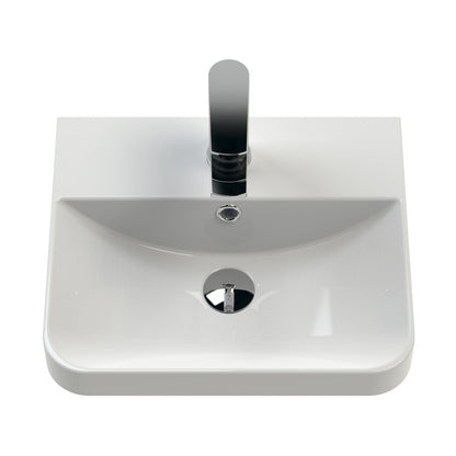 Nuie Core 400mm Floor Standing 1-door Vanity & Basin Contemporary Gloss White MFC Painted Gloss 864x405x355mm - JJ Building Materials