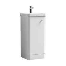 Nuie Core 400mm Floor Standing 1-door Vanity & Basin Contemporary Gloss White MFC Painted Gloss 864x405x355mm - JJ Building Materials