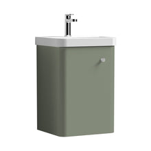 Nuie Core 400mm Wall Hung 1 Door Unit & Basin Contemporary Satin Green MFC Painted Matt 589x405x355mm - JJ Building Materials