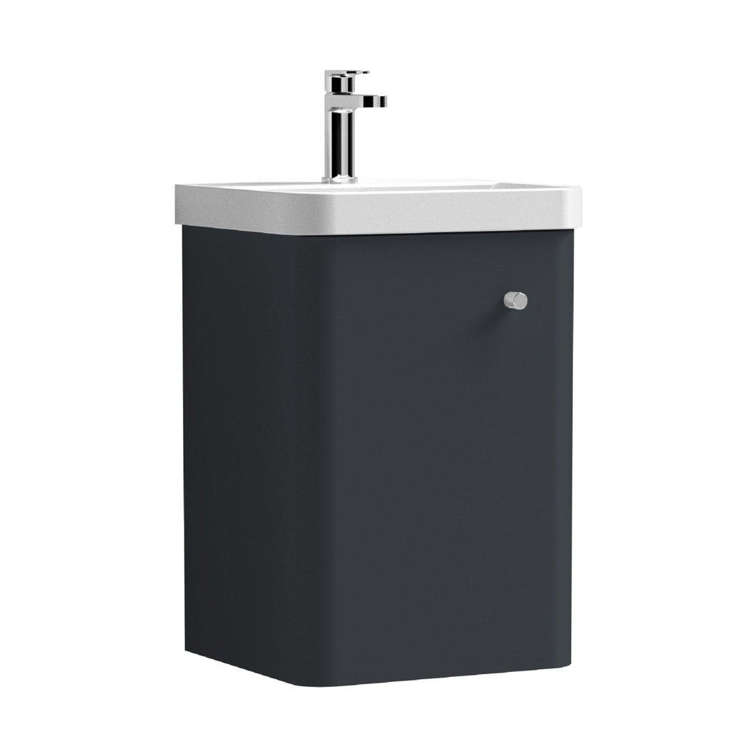 Nuie Core 400mm Wall Hung 1 Door Unit & Basin Contemporary Soft Black MFC Painted Matt 589x405x355mm - JJ Building Materials