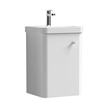Nuie Core 400mm Wall Hung 1-door Vanity & Basin Contemporary Gloss White MFC Painted Gloss 589x405x355mm - JJ Building Materials