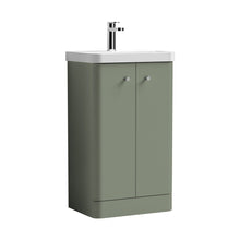 Nuie Core 500mm Floor Standing 2 Door Unit & Basin Contemporary Satin Green MFC Painted Matt 863x505x355mm - JJ Building Materials