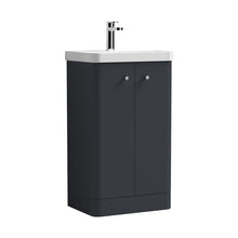 Nuie Core 500mm Floor Standing 2 Door Unit & Basin Contemporary Soft Black MFC Painted Matt 863x505x355mm - JJ Building Materials