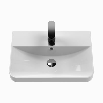 Nuie Core 500mm Wall Hung 2 Door Unit & Basin Contemporary Satin Green MFC Painted Matt 589x505x355mm - JJ Building Materials