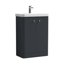 Nuie Core 600mm Floor Standing 2 Door Unit & Basin Contemporary Soft Black MFC Painted Matt 863x605x355mm - JJ Building Materials