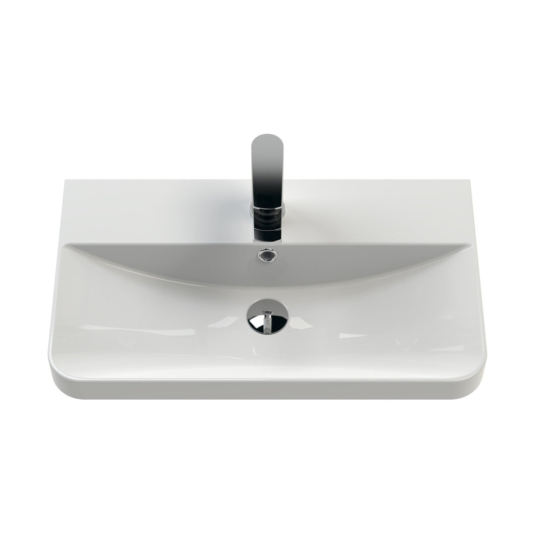 Nuie Core 600mm Wall Hung 2-door Vanity & Basin Contemporary Gloss White MFC Painted Gloss 589x605x355mm - JJ Building Materials