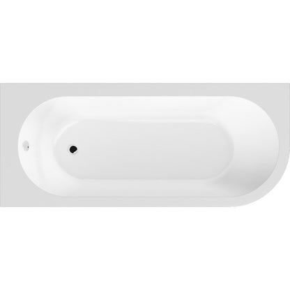 Nuie Crescent Left Hand Back To Wall Corner Bath Contemporary White Acrylic - NBH209L - JJ Building Materials