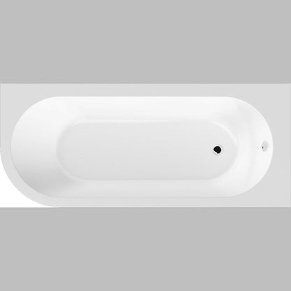 Nuie Crescent Right Hand Back To Wall Corner Bath Contemporary White Acrylic - JJ Building Materials