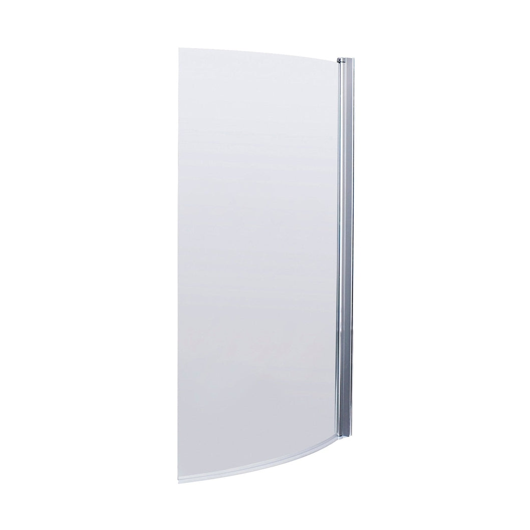 Nuie Curved Bath Screen Contemporary Chrome Aluminium 1430x858x38mm - JJ Building Materials