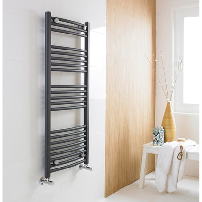 Nuie Curved Ladder Rail Contemporary Anthracite Steel 1150x500x44mm - JJ Building Materials