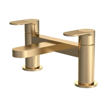 Nuie Cyprus Deck Mounted Bath Filler Contemporary Brushed Brass Brass 116x230x142mm - JJ Building Materials