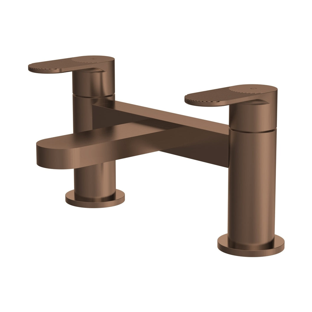 Nuie Cyprus Deck Mounted Bath Filler Contemporary Brushed Bronze Brass 116x230x142mm - JJ Building Materials