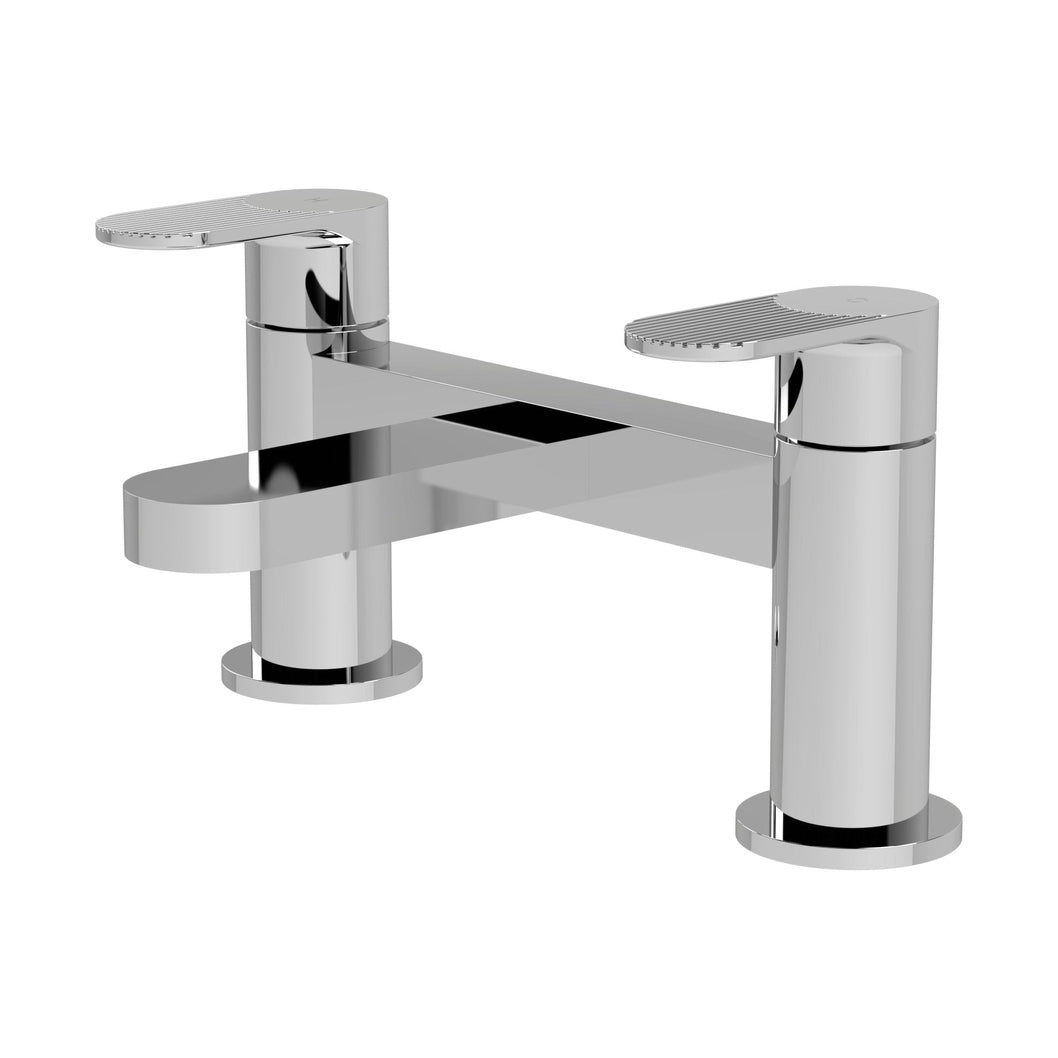 Nuie Cyprus Deck Mounted Bath Filler Contemporary Chrome Brass 116x230x142mm - JJ Building Materials