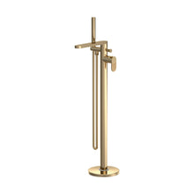 Nuie Cyprus Freestanding Bath Shower Mixer With Kit Contemporary Brushed Brass Brass 880x200x282mm - JJ Building Materials