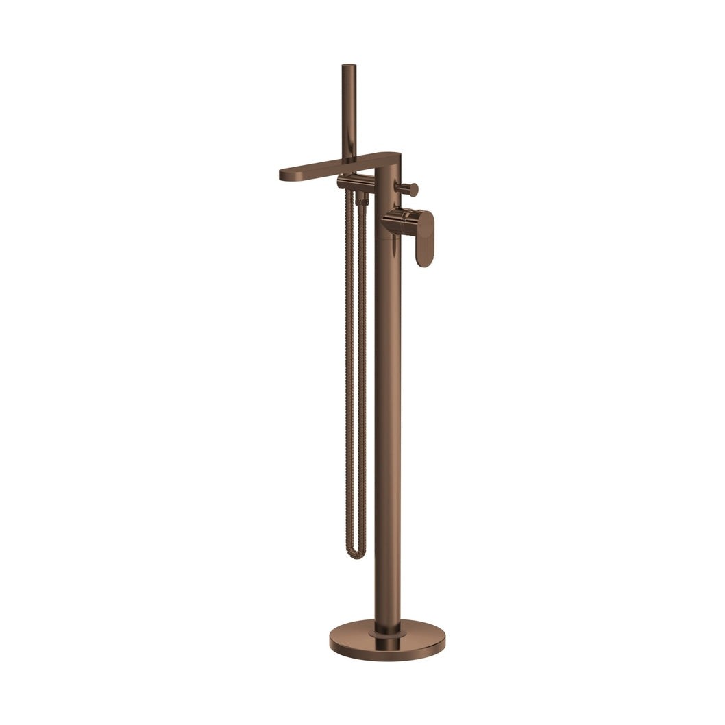 Nuie Cyprus Freestanding Bath Shower Mixer With Kit Contemporary Brushed Bronze Brass 880x200x282mm - JJ Building Materials