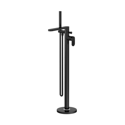 Nuie Cyprus Freestanding Bath Shower Mixer With Kit Contemporary Matt Black Brass 880x200x282mm - JJ Building Materials