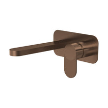 Nuie Cyprus Wall Mounted 2 Tap Hole Basin Mixer With Plate Contemporary Brushed Bronze Brass 108x180x193mm - JJ Building Materials