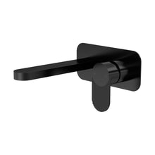 Nuie Cyprus Wall Mounted 2 Tap Hole Basin Mixer With Plate Contemporary Matt Black Brass 108x180x193mm - JJ Building Materials