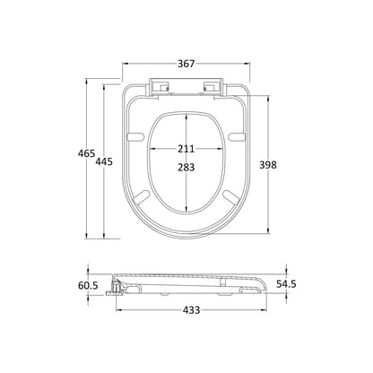 Nuie D Shaped Soft Close Toilet Seat Contemporary White Polypropylene 47x365x465mm - JJ Building Materials
