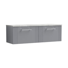 Nuie Deco 1200 Wall Hung 2-drawer Vanity & Laminate Worktop Contemporary Satin Grey MFC Painted Gloss 405x1215x455mm - DPF294LBG2 - JJ Building Materials