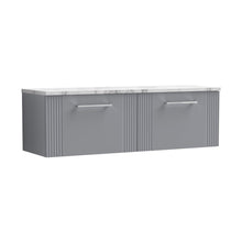 Nuie Deco 1200 Wall Hung 2-drawer Vanity & Laminate Worktop Contemporary Satin Grey MFC Painted Gloss 405x1215x455mm - DPF294LCM2 - JJ Building Materials