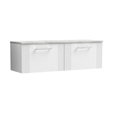 Nuie Deco 1200 Wall Hung 2-drawer Vanity & Laminate Worktop Contemporary Satin White MFC Painted Gloss 405x1215x455mm - DPF194LBG2 - JJ Building Materials