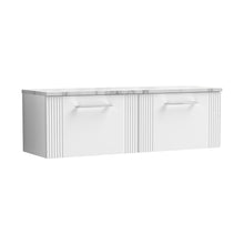 Nuie Deco 1200 Wall Hung 2-drawer Vanity & Laminate Worktop Contemporary Satin White MFC Painted Gloss 405x1215x455mm - DPF194LCM2 - JJ Building Materials