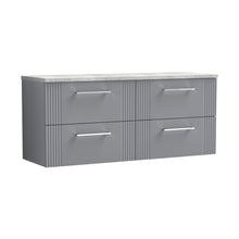 Nuie Deco 1200 Wall Hung 4-drawer Vanity & Laminate Worktop Contemporary Satin Grey MFC Painted Gloss 545x1215x455mm - DPF293LBG2 - JJ Building Materials