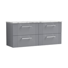 Nuie Deco 1200 Wall Hung 4-drawer Vanity & Laminate Worktop Contemporary Satin Grey MFC Painted Gloss 545x1215x455mm - DPF293LCM2 - JJ Building Materials