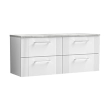 Nuie Deco 1200 Wall Hung 4-drawer Vanity & Laminate Worktop Contemporary Satin White MFC Painted Gloss 545x1215x455mm - DPF193LBG2 - JJ Building Materials