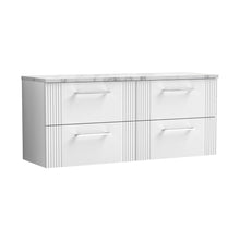 Nuie Deco 1200 Wall Hung 4-drawer Vanity & Laminate Worktop Contemporary Satin White MFC Painted Gloss 545x1215x455mm - DPF193LCM2 - JJ Building Materials