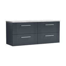 Nuie Deco 1200 Wall Hung 4-drawer Vanity & Laminate Worktop Contemporary Soft Black MFC Painted Gloss 545x1215x455mm - DPF1493LBG2 - JJ Building Materials