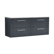 Nuie Deco 1200 Wall Hung 4-drawer Vanity & Laminate Worktop Contemporary Soft Black MFC Painted Gloss 545x1215x455mm - DPF1493LSW2 - JJ Building Materials