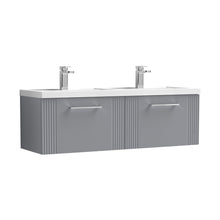 Nuie Deco 1200mm Wall Hung 2 Drawer Vanity & Double Basin Contemporary Satin Grey MFC Painted Gloss 399x1205x390mm - DPF294C - JJ Building Materials