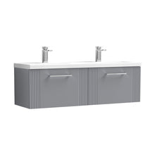 Nuie Deco 1200mm Wall Hung 2 Drawer Vanity & Double Basin Contemporary Satin Grey MFC Painted Gloss 399x1205x390mm - DPF294F - JJ Building Materials
