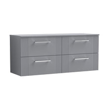 Nuie Deco 1200mm Wall Hung 4 Drawer Vanity & Worktop Contemporary Satin Grey MFC Painted Gloss 518x1205x390mm - JJ Building Materials