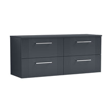 Nuie Deco 1200mm Wall Hung 4 Drawer Vanity & Worktop Contemporary Soft Black MFC Painted Gloss 518x1205x390mm - JJ Building Materials