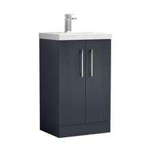 Nuie Deco 500mm Floor Standing 2 Door Vanity & Basin 1 Contemporary Soft Black MFC Painted Gloss 850x510x390mm - JJ Building Materials