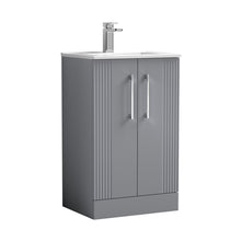 Nuie Deco 500mm Floor Standing 2 Door Vanity & Basin 2 Contemporary Satin Grey MFC Painted Gloss 828x505x395mm - JJ Building Materials