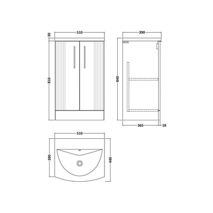 Nuie Deco 500mm Floor Standing 2 Door Vanity & Basin 4 Contemporary Satin Green MFC Painted Gloss 840x510x440mm - JJ Building Materials