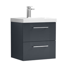 Nuie Deco 500mm Wall Hung 2 Drawer Vanity & Basin 1 Contemporary Soft Black MFC Painted Gloss 540x510x390mm - JJ Building Materials