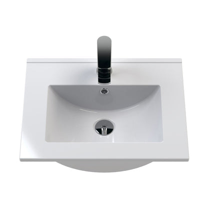 Nuie Deco 500mm Wall Hung 2 Drawer Vanity & Basin 2 Contemporary Satin Blue MFC Painted Gloss 518x505x395mm - JJ Building Materials