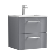 Nuie Deco 500mm Wall Hung 2 Drawer Vanity & Basin 2 Contemporary Satin Grey MFC Painted Gloss 518x505x395mm - JJ Building Materials