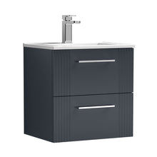 Nuie Deco 500mm Wall Hung 2 Drawer Vanity & Basin 2 Contemporary Soft Black MFC Painted Gloss 518x505x395mm - JJ Building Materials