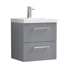 Nuie Deco 500mm Wall Hung 2 Drawer Vanity & Basin 3 Contemporary Satin Grey MFC Painted Gloss 550x510x395mm - JJ Building Materials